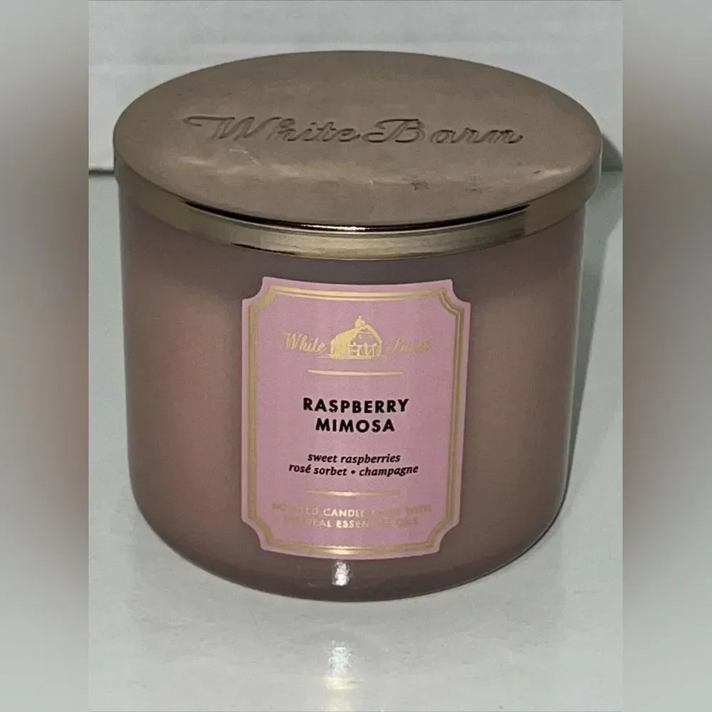 Bath and Body Works White Barn RASPBERRY MIMOSA 3 Wick Candle